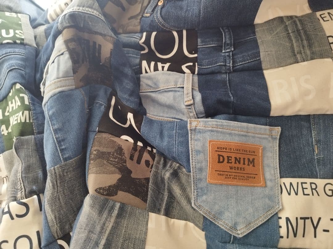 No.1322ハンドメイド★ブランケット2枚★デニムリメイク★パッチワーク