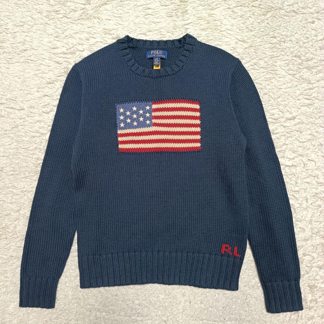 【現行品】未使用級✨️ラルフローレン アイコニック フラッグ リブニット 星条旗