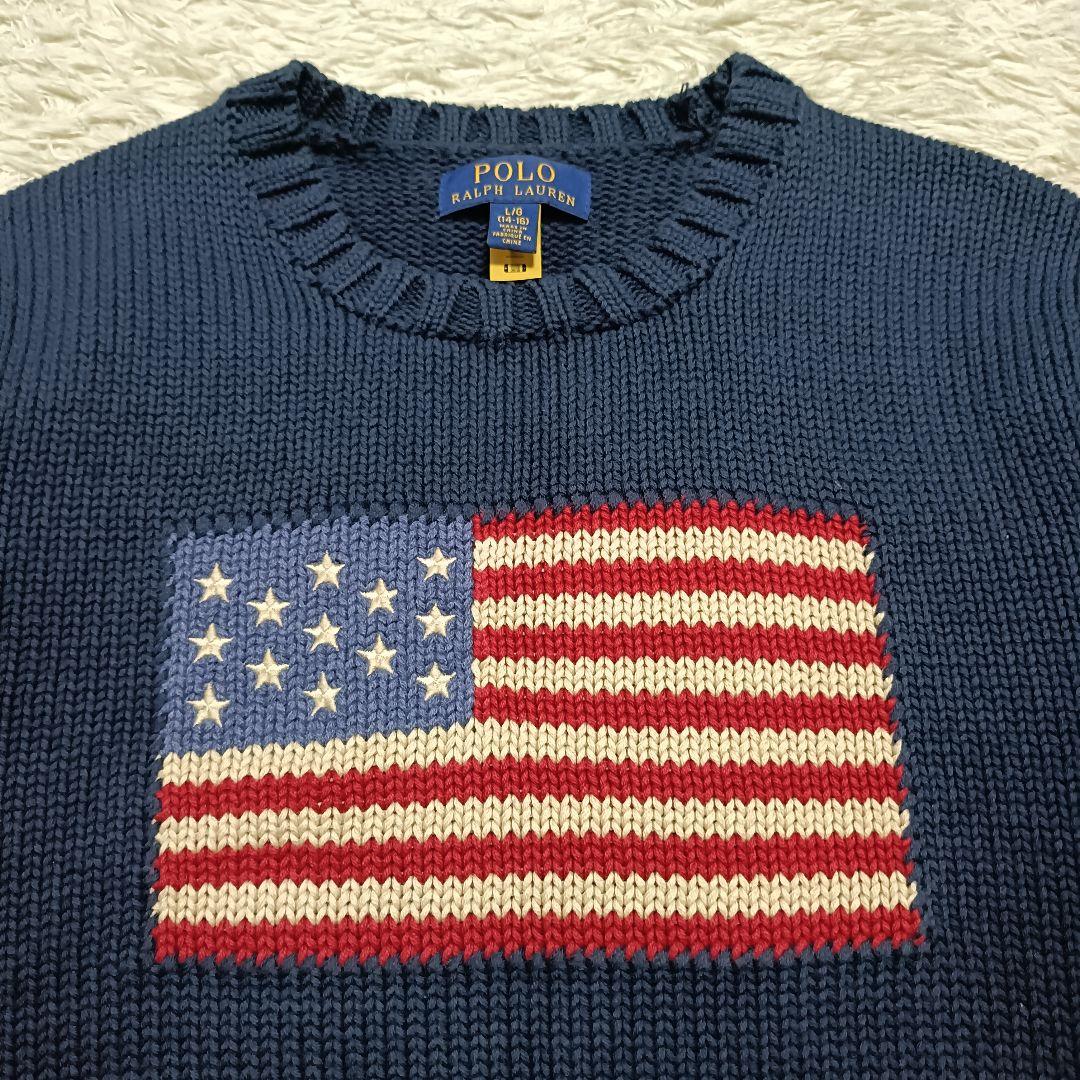 【現行品】未使用級✨️ラルフローレン アイコニック フラッグ リブニット 星条旗