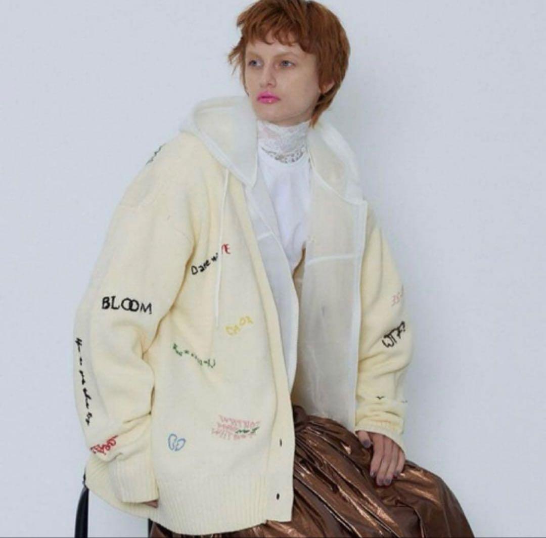 メゾンスペシャル ライフ ワード エンブロイダリー ニット カーディガン