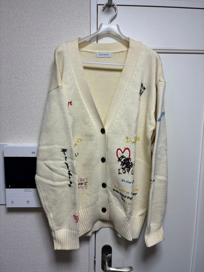 メゾンスペシャル ライフ ワード エンブロイダリー ニット カーディガン