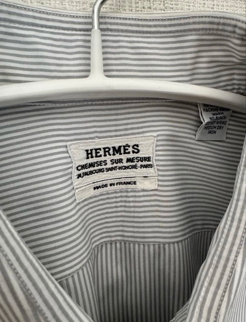エルメス Hermès シャツ セリエ 銀ボタン フランス製