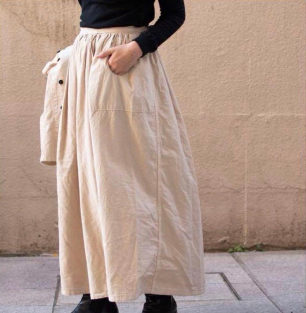 【美品】outil ウティー コットン100％ ギャザーラップスカート　日本製