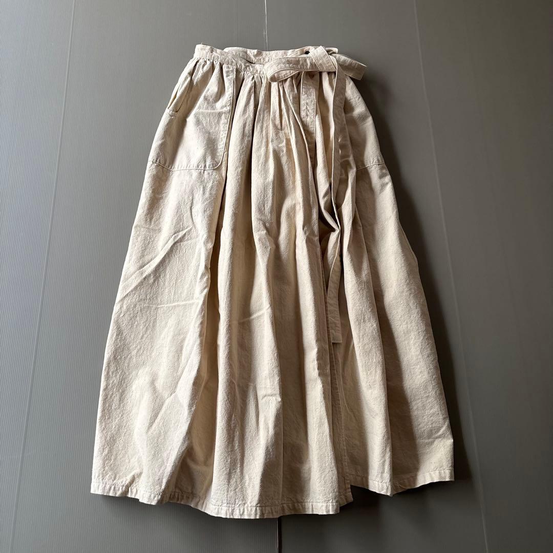 【美品】outil ウティー コットン100％ ギャザーラップスカート　日本製