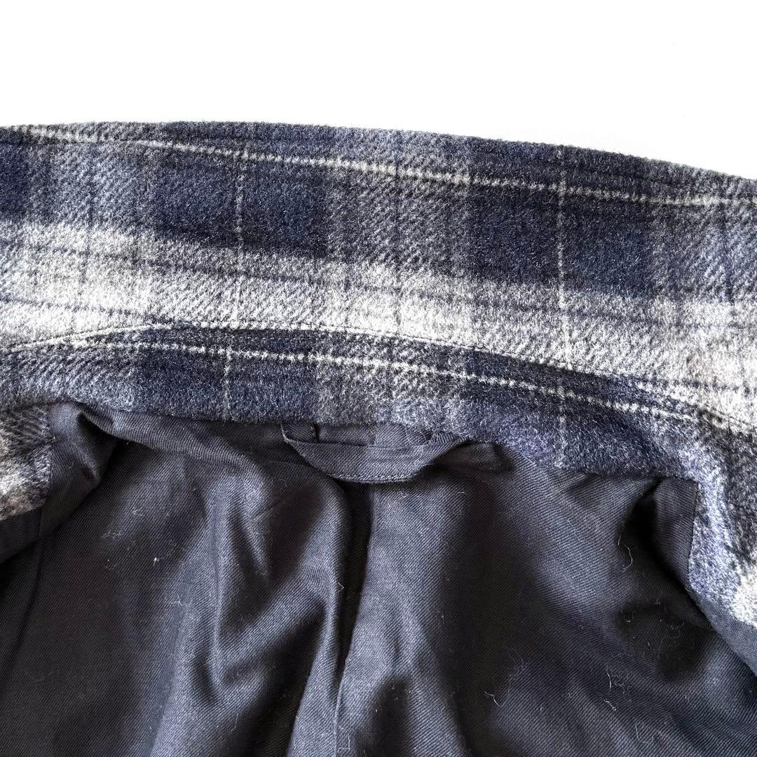 現行 完売品 Papas+ メルトンチェックベロア風仕上げ ステンカラーブルゾン