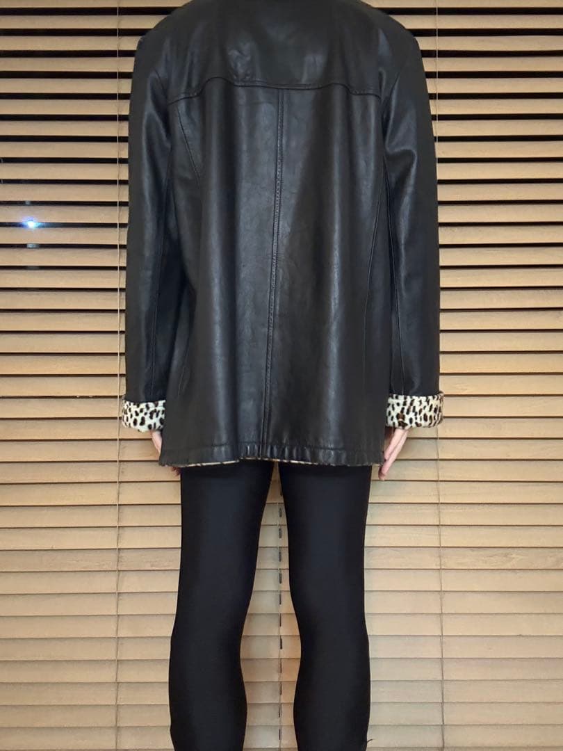 BALMAIN PARIS リバーシブル レオパード×ブラック レザーコート