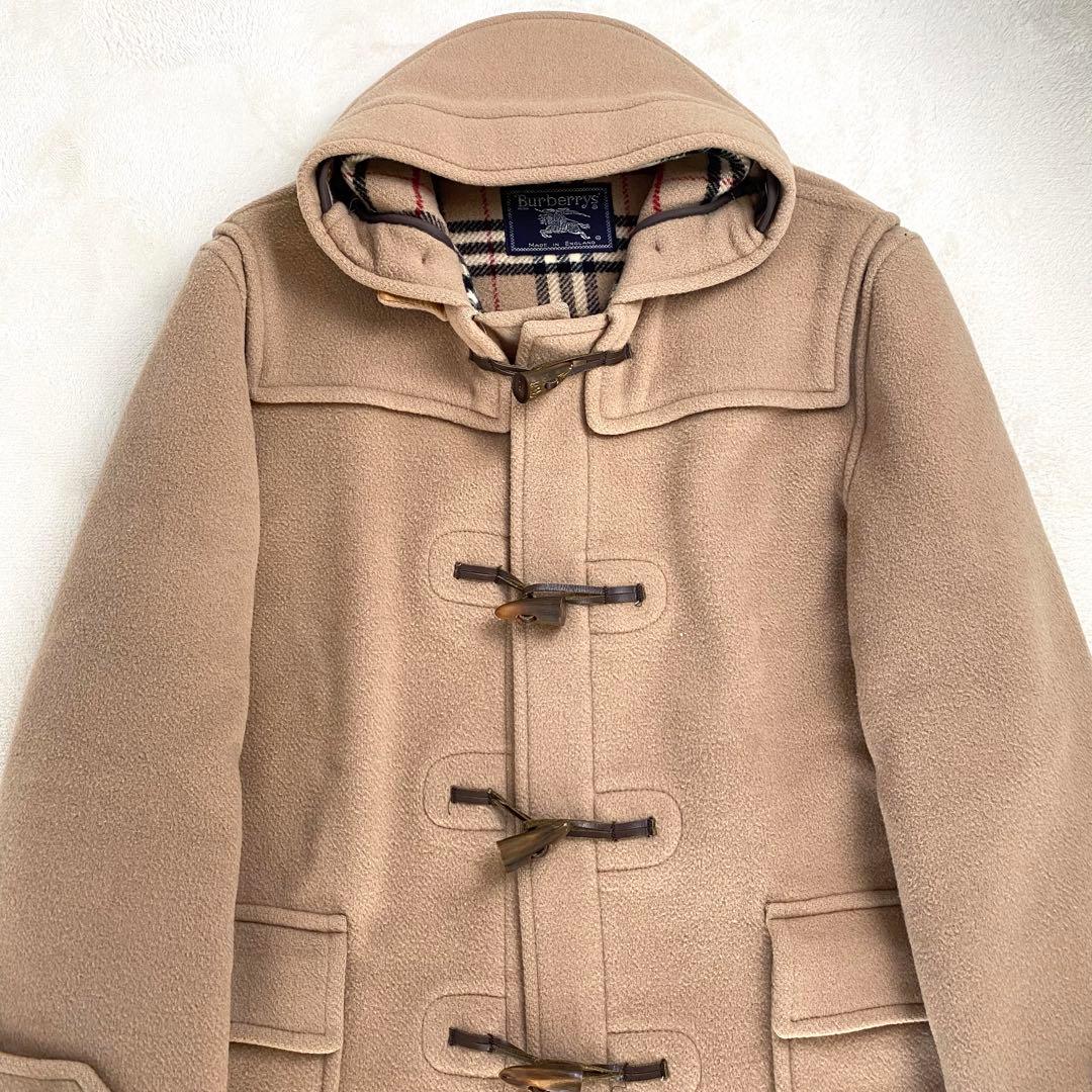 【美品】バーバリー 英国製 ダッフルコート フード ノバチェック ベージュ