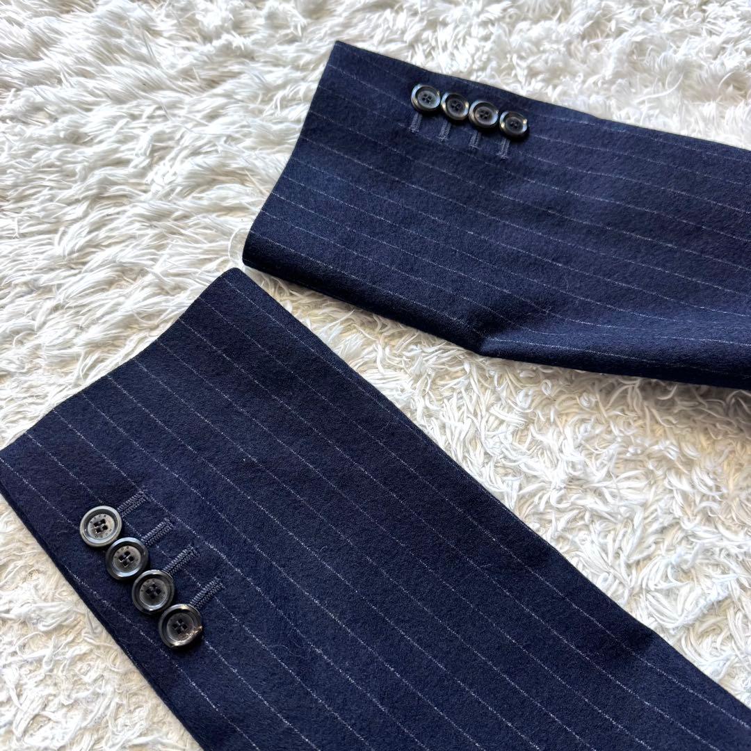 極美品　ヒューゴボス　ビジネス　パンツ　スーツ　セットアップ　カシミヤ　ネイビー