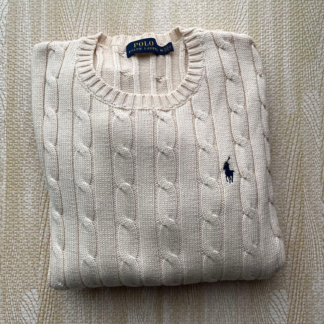 Polo Ralph Lauren グレー ケーブルニットセーター M ベージュ