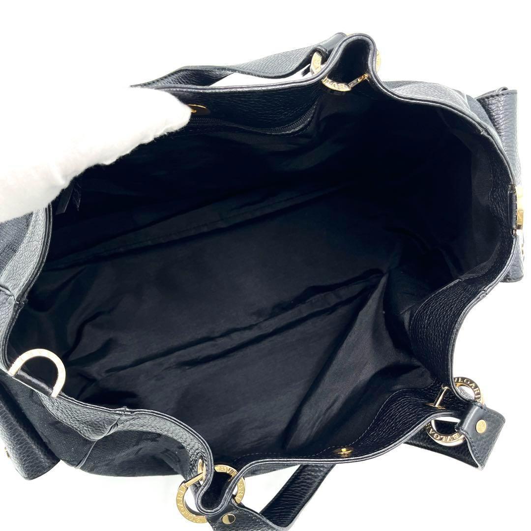 極美品・希少 ブルガリ 2way ボストンバッグ ロゴマニア Wポケット 黒