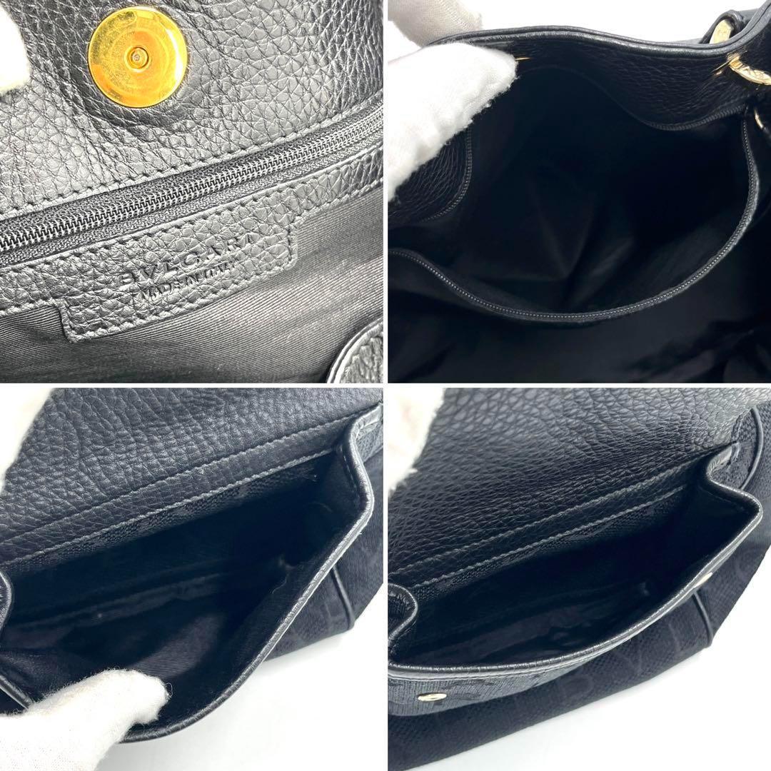 極美品・希少 ブルガリ 2way ボストンバッグ ロゴマニア Wポケット 黒
