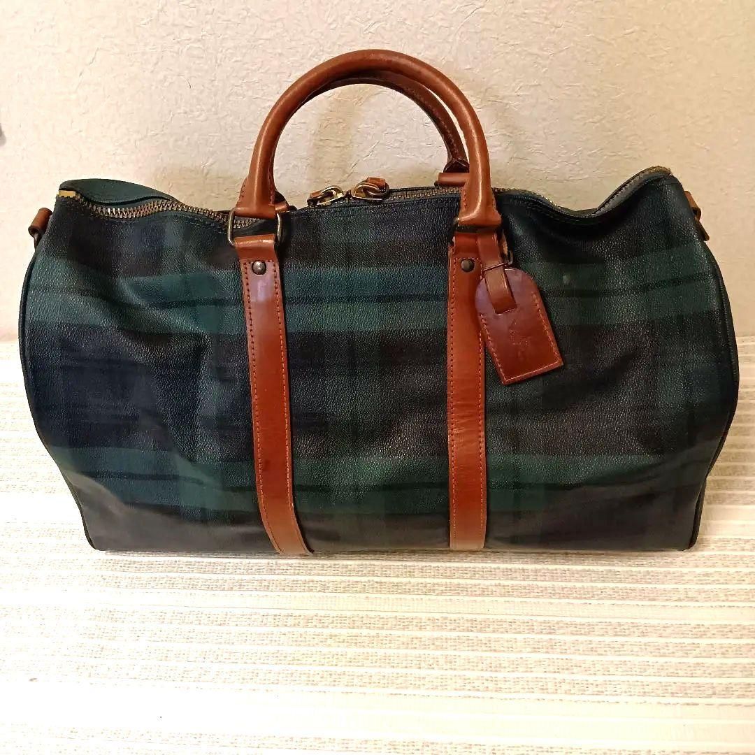 こ*う様 【ポロラルフローレン】ボストンバッグ グリーン・ネイビー チェック柄
