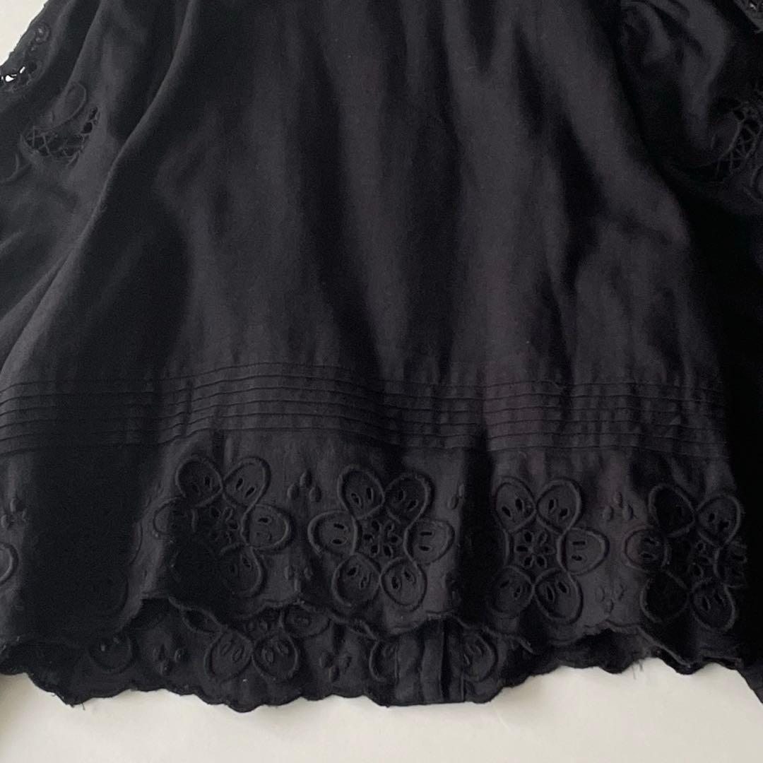 Sea NEW YORK カットワークレースブラウス　フリル刺繍　ブラックS