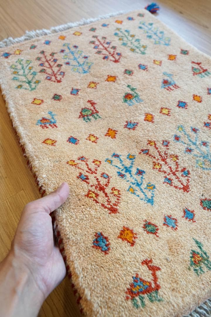 75×54cm ペルシャ絨毯 手織り ギャッベ アマレ族 ギャベ