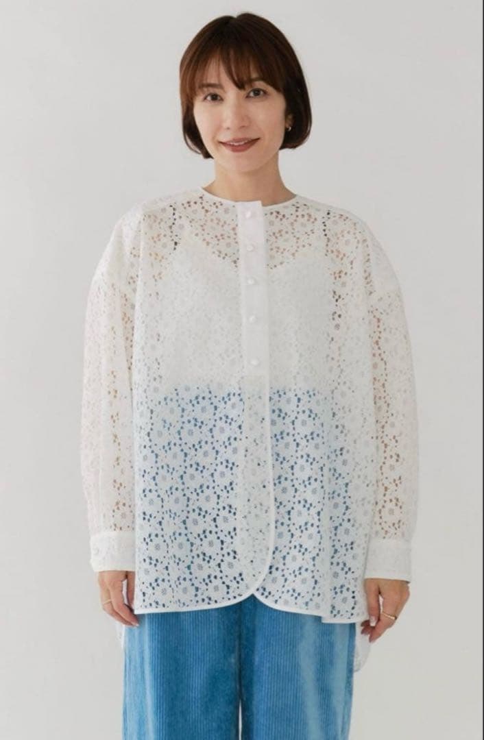 yori【2025AW】フロッキーレースシャツ ホワイト 新品未使用