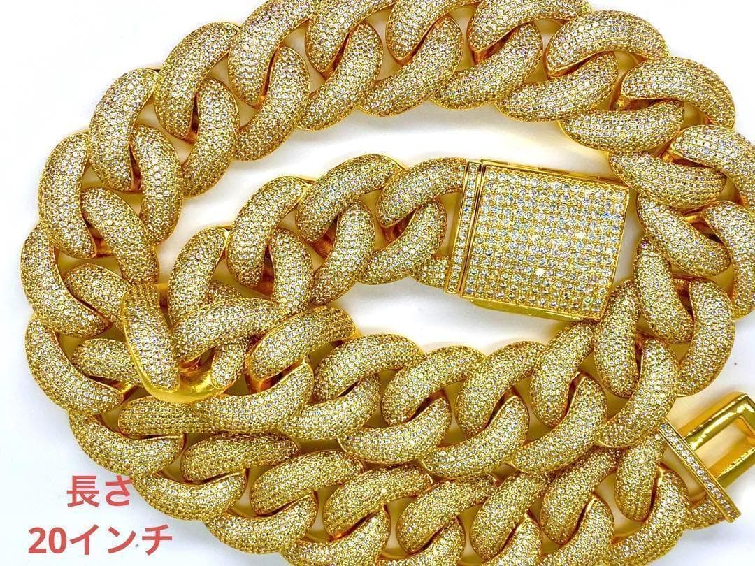 26ミリ マイアミ キューバン喜平 ネックレス 20\" ゴールドパヴェ LEX