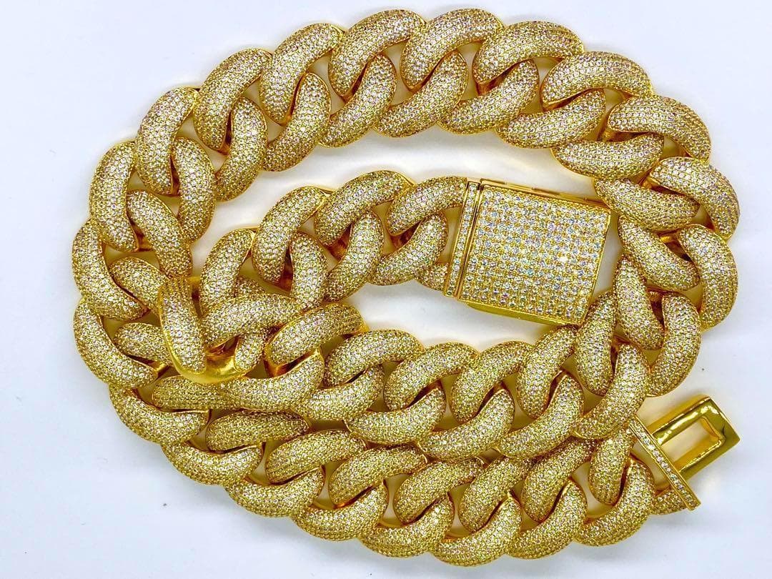 26ミリ マイアミ キューバン喜平 ネックレス 20\" ゴールドパヴェ LEX