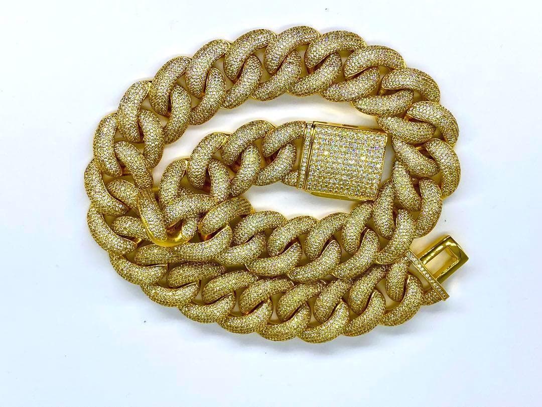 26ミリ マイアミ キューバン喜平 ネックレス 20\" ゴールドパヴェ LEX