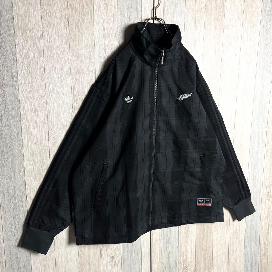3669【海外限定品・新品】アディダス×オールブラックス 刺繍ロゴ ジャケット