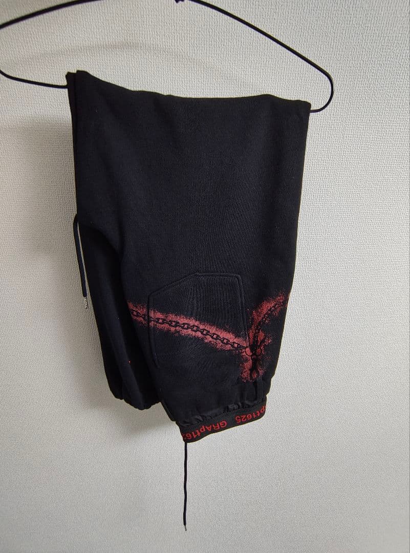 準*様 Grancy グランシー ラインストーンスウェットパンツ ブラック レッ