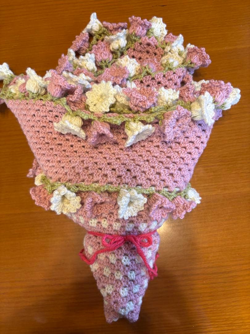 手編み 花束ブランケット2点 ルビー