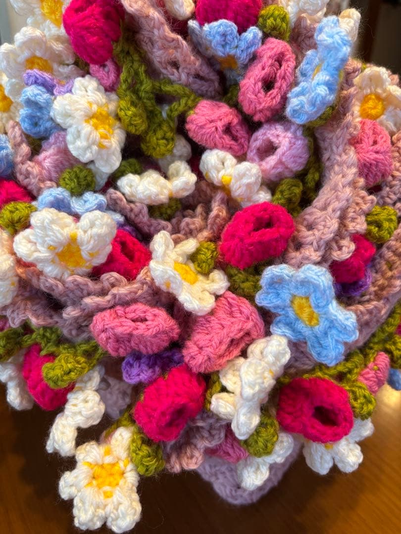 手編み 花束ブランケット2点 ルビー