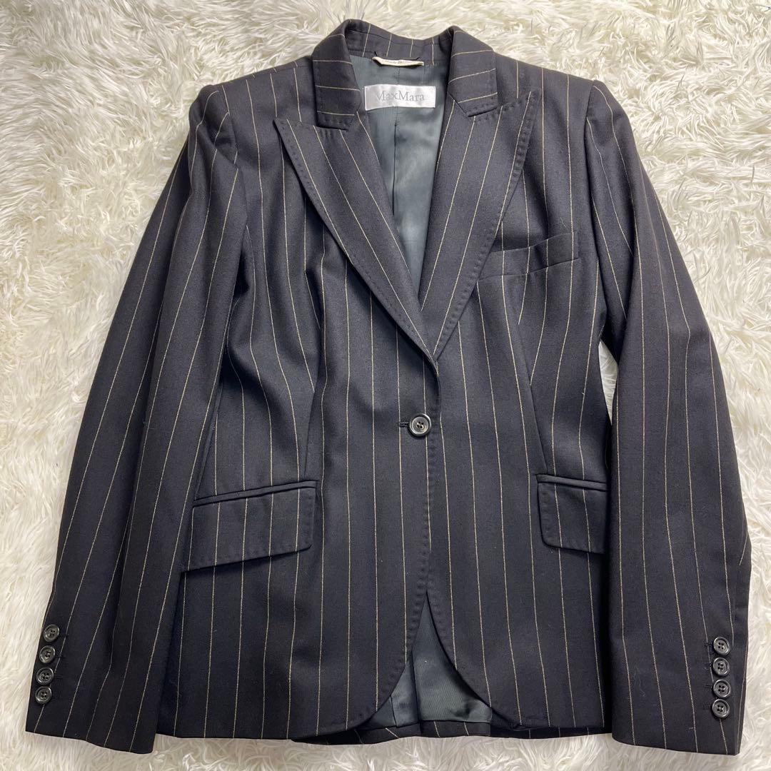 Max Mara パンツスーツ セットアップ 白タグ ストライプ 42 XL