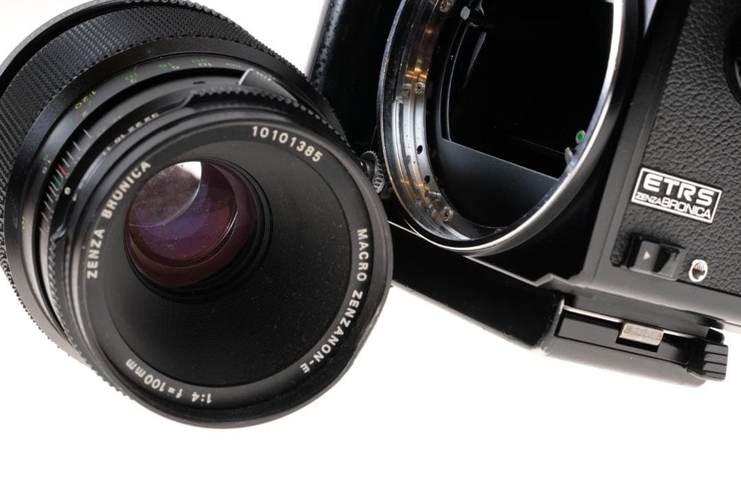 ブロニカ ETRS AE-II 100mmマクロ ＆250mm 蛇腹フード付