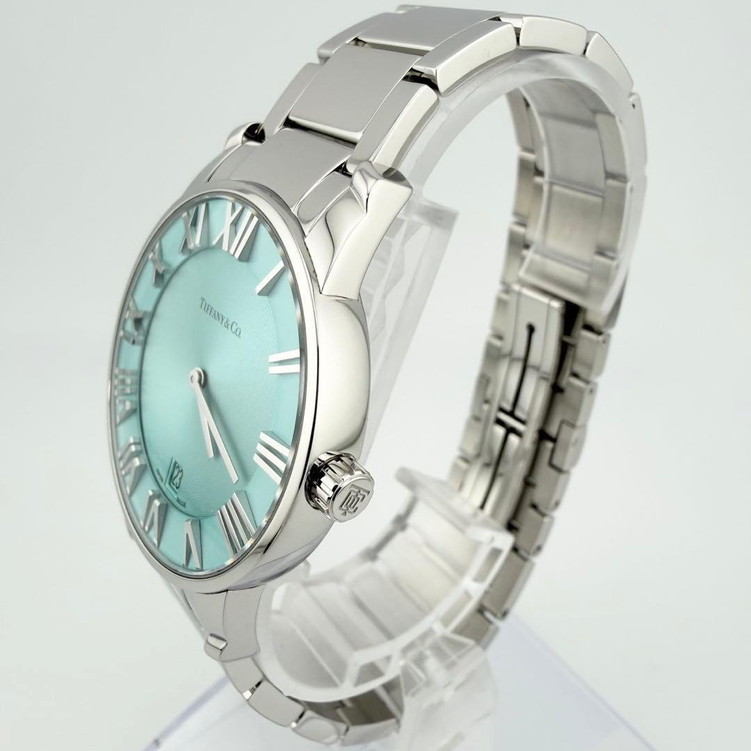 希少 極美品 ティファニー アトラス 2ハンド ティファニーブルー メンズ腕時計