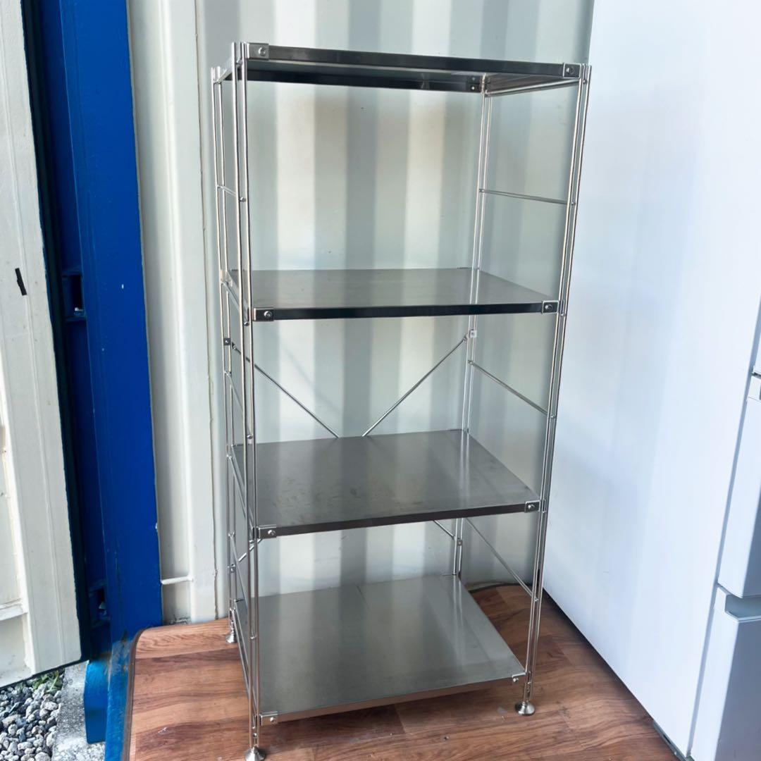 取付無料！無印良品 ステンレスユニットシェルフ中 4段オープンラック✨