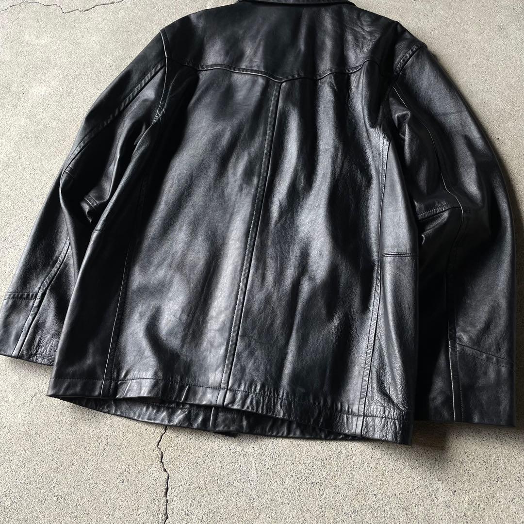 ジャケット・アウター avirex real leather car coat black