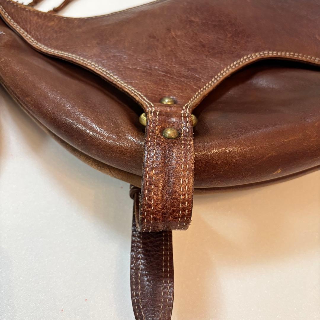 【希少】KETO レザー 斜め掛け ショルダーバック コンチョ　ブラウン　茶色