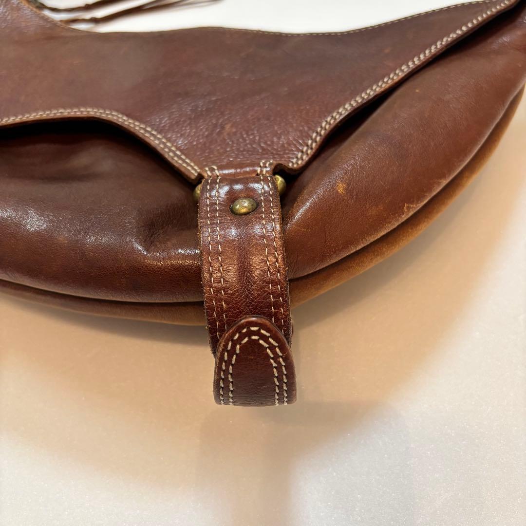 【希少】KETO レザー 斜め掛け ショルダーバック コンチョ　ブラウン　茶色