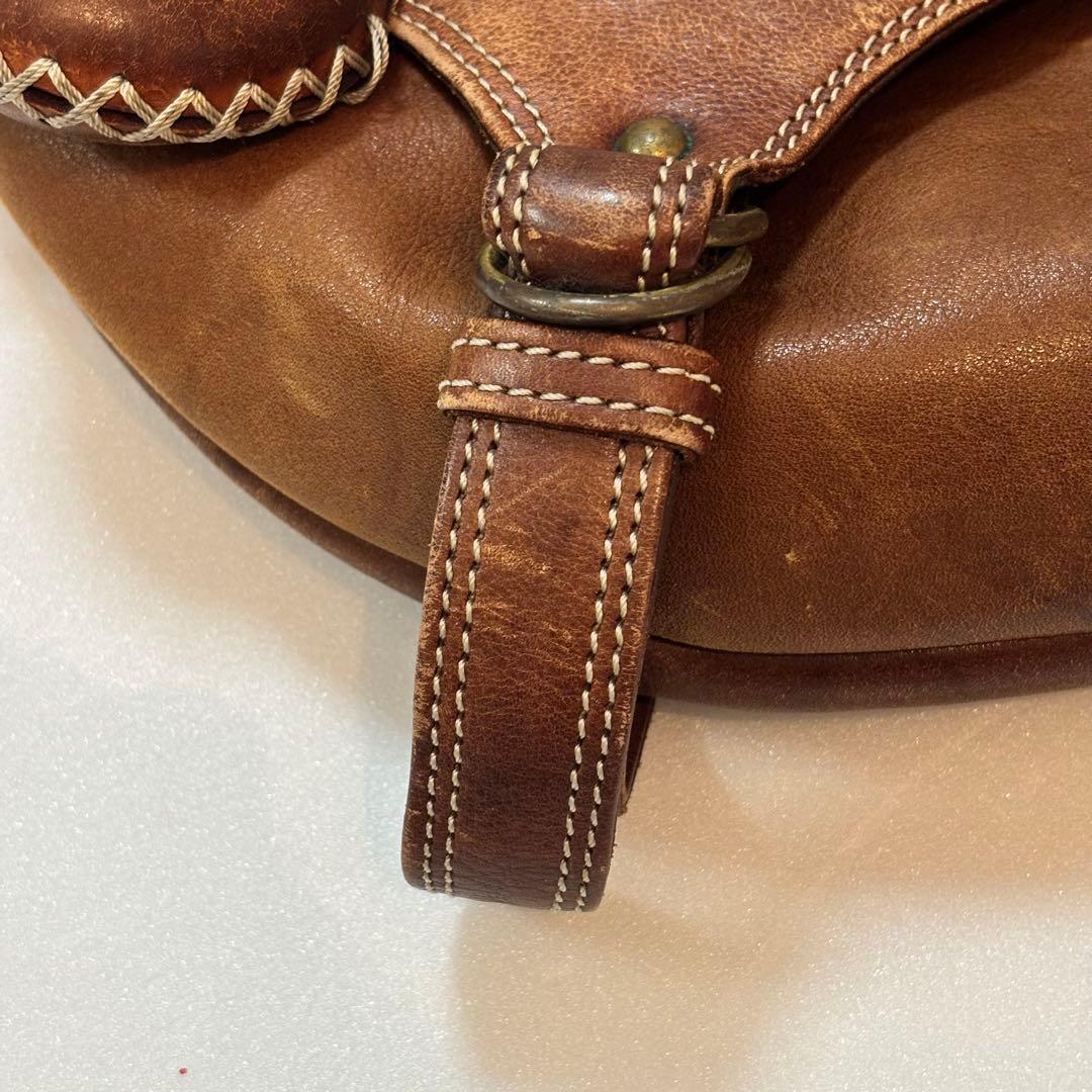 【希少】KETO レザー 斜め掛け ショルダーバック コンチョ　ブラウン　茶色