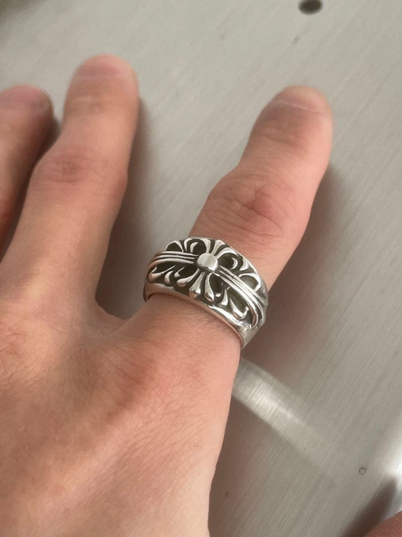 クロム風シルバーリング12号　即日発送 Chrome Heartsモチーフ