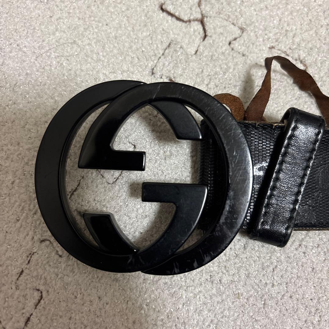 【値下げ不可】グッチ GG インターロッキング ベルト ブラック イタリア製