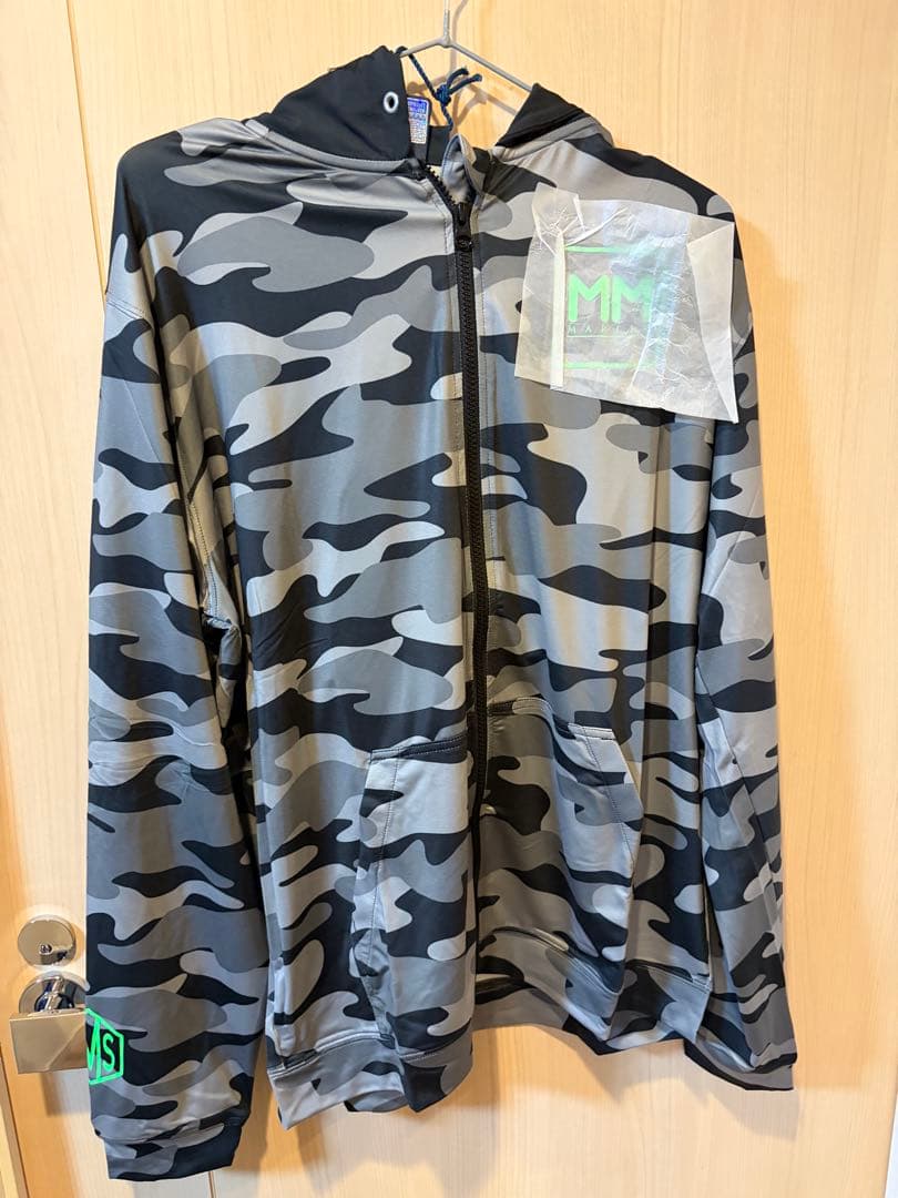 グレー迷彩フルジップパーカー ロングパンツのセットアップMMSロゴ