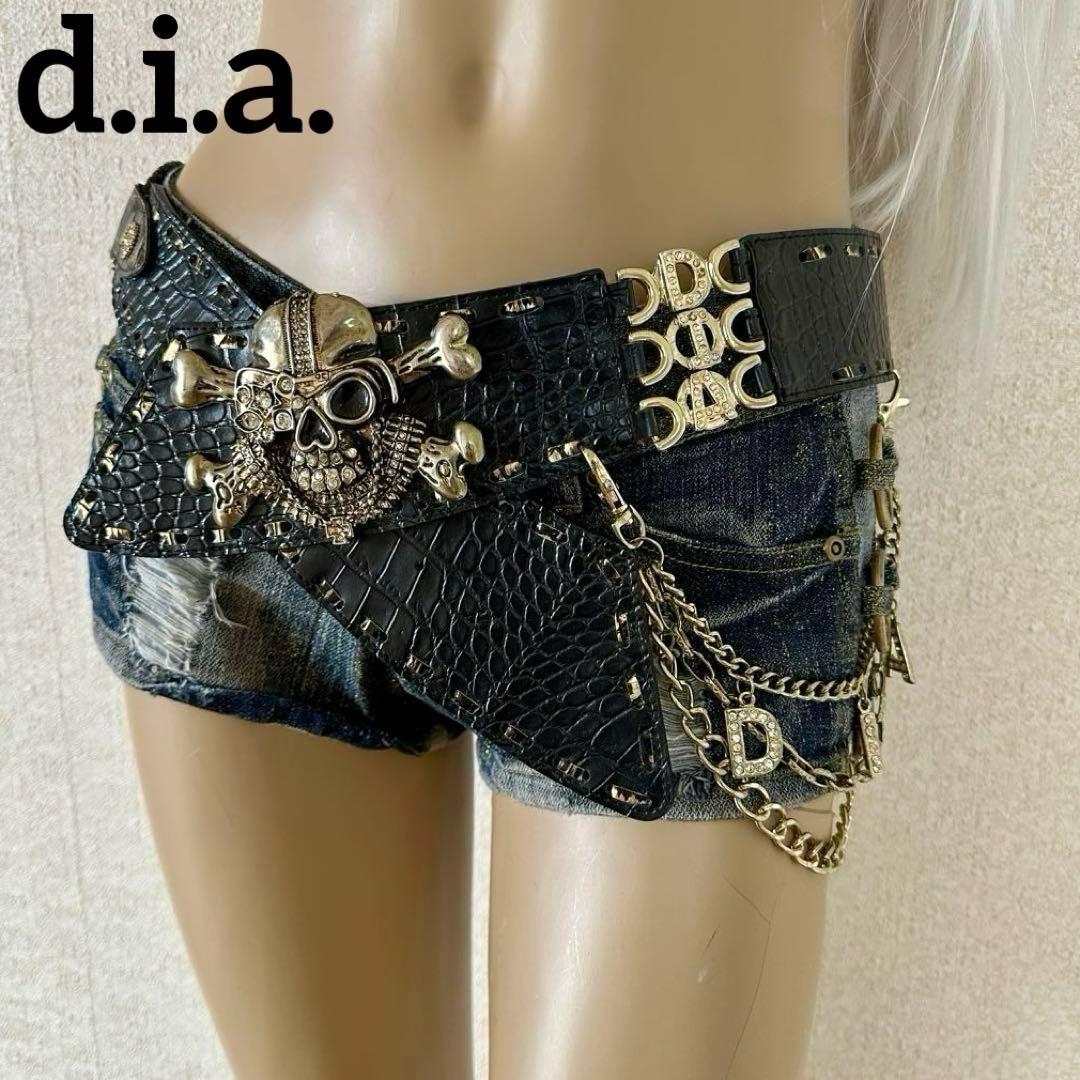 【d.i.a.】ダイヤ スカルバックルロゴベルト クロコ型押し