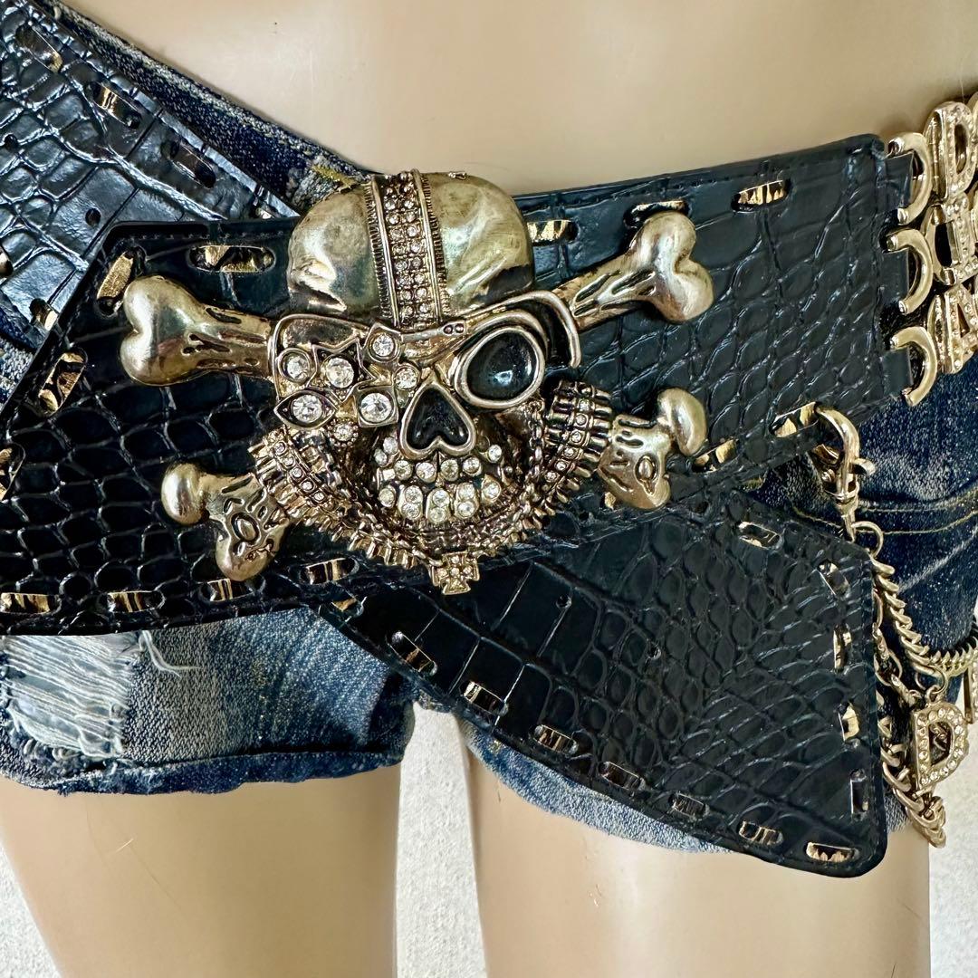 【d.i.a.】ダイヤ スカルバックルロゴベルト クロコ型押し