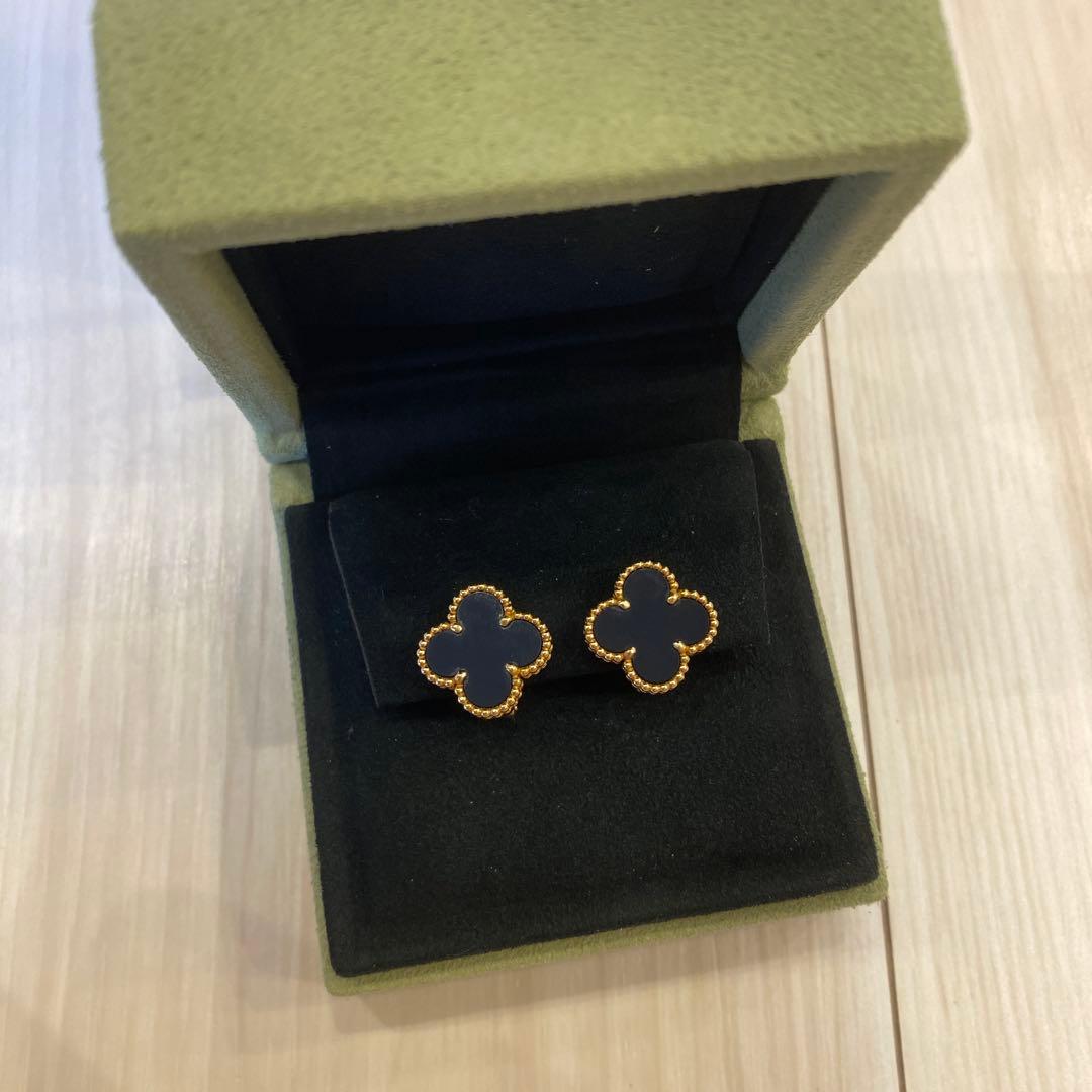 【yan】オニキス　ヴィンテージ　ピアス　ヴァンクリーフアンドアーペル