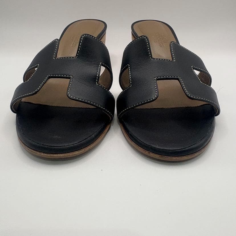 エルメス HERMES オアジス レザー ミュール ブラック サイズ35