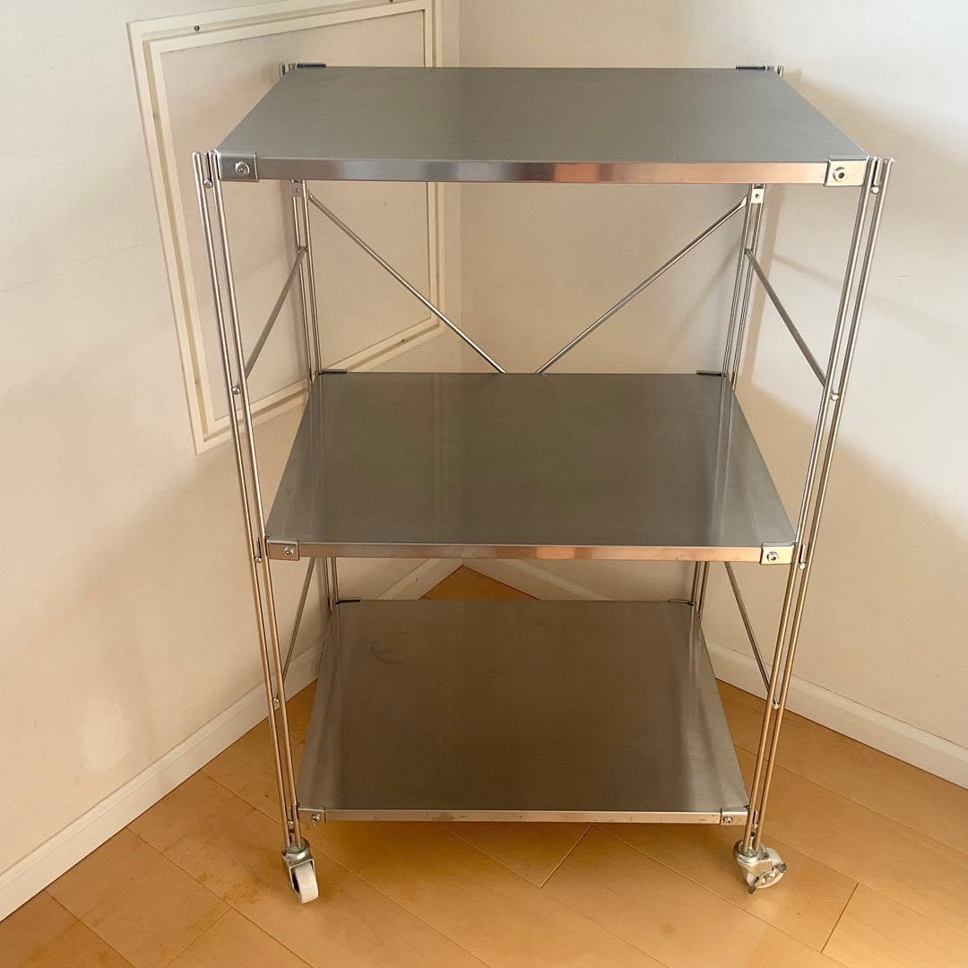 無印良品　ステンレスユニットシェルフ・ステンレス棚セット・小　キャスター付