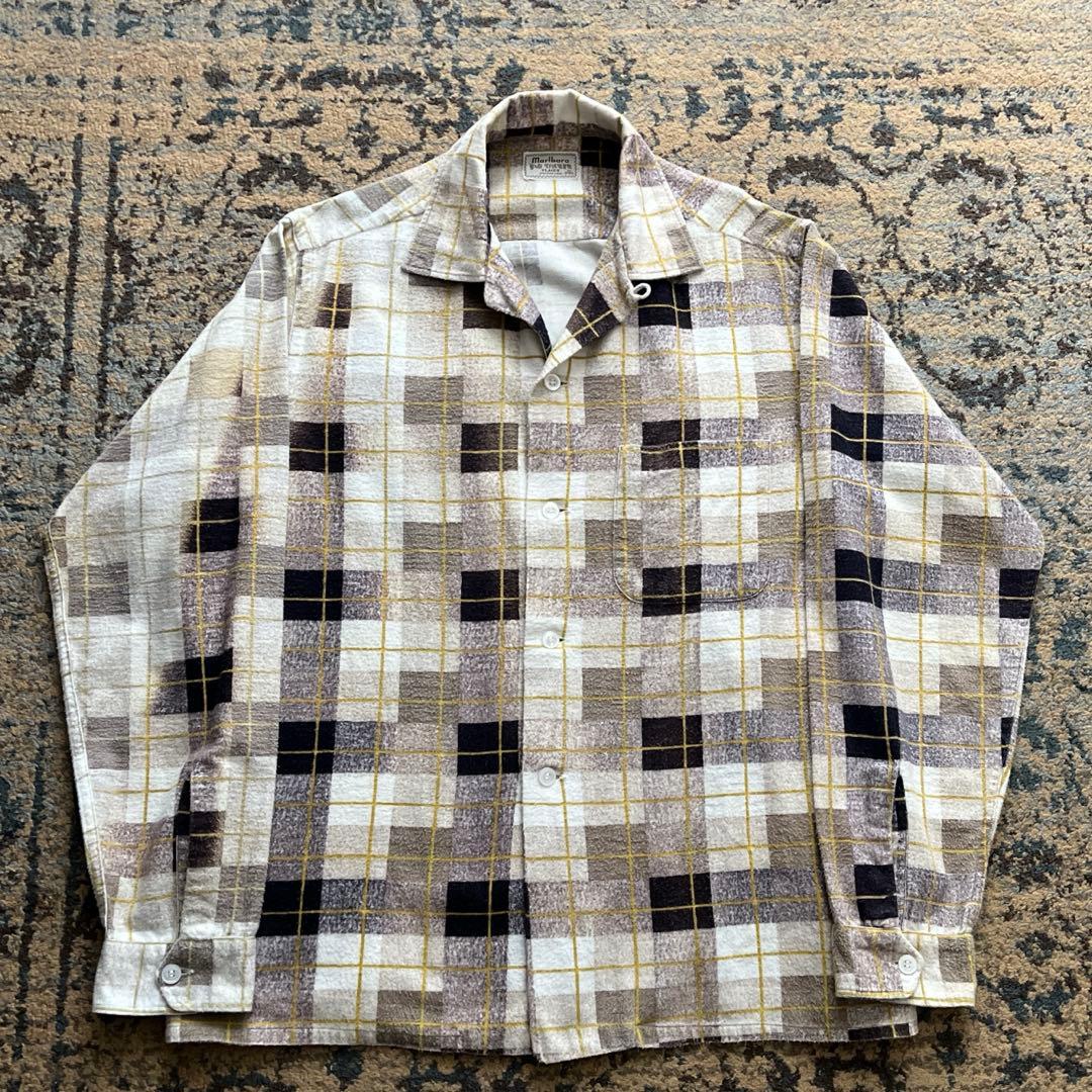50s marlboro プリントネル シャツ ヴィンテージ 検 60s 40s