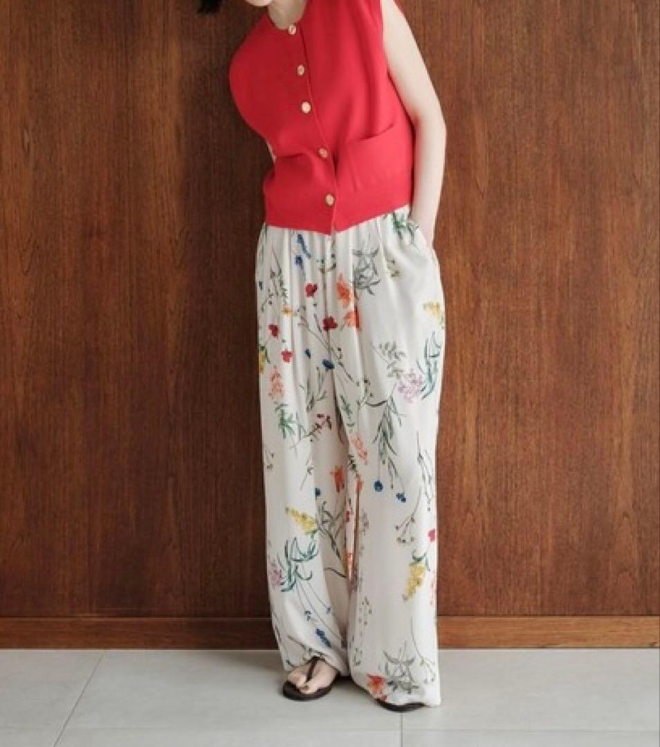 ＜EMMEL REFINES＞EM フラワープリント イージーパンツMサイズ