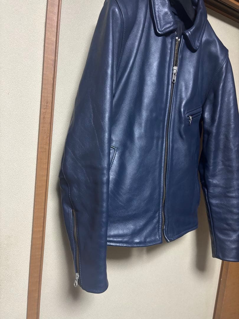 極美品　バンソン　シングルライダース　ネイビー　38 青　ジャケット