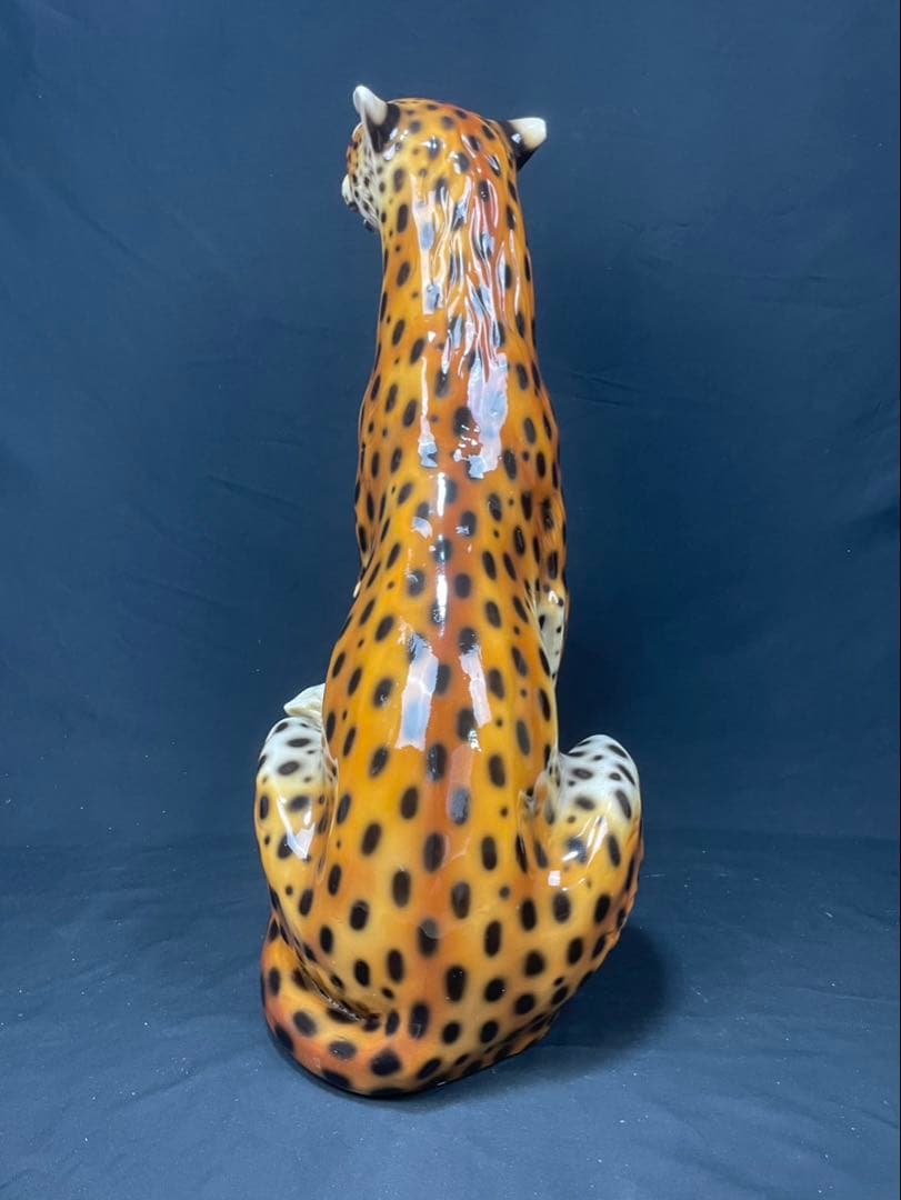 大迫力 特大 チーター 置物 オブジェ 陶器製 高約75㎝ ITALY イタリア