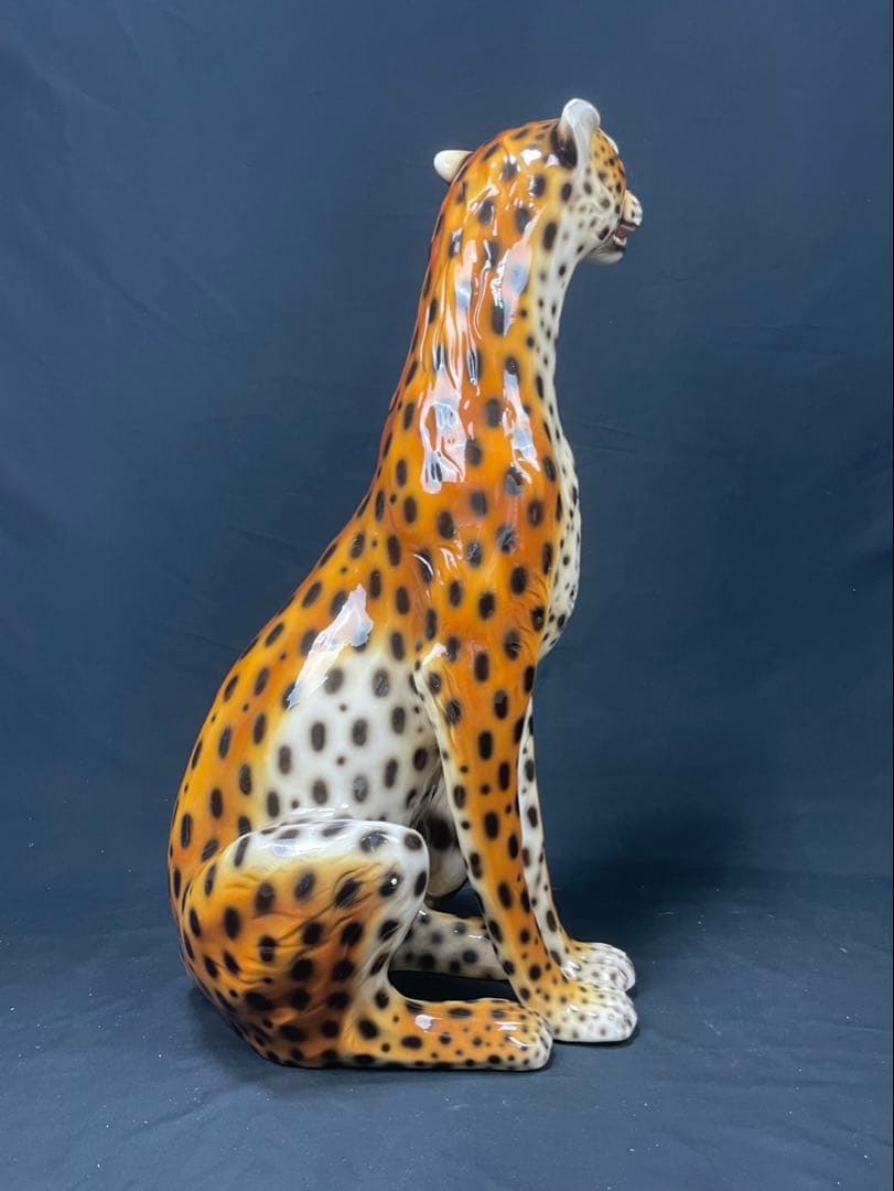 大迫力 特大 チーター 置物 オブジェ 陶器製 高約75㎝ ITALY イタリア