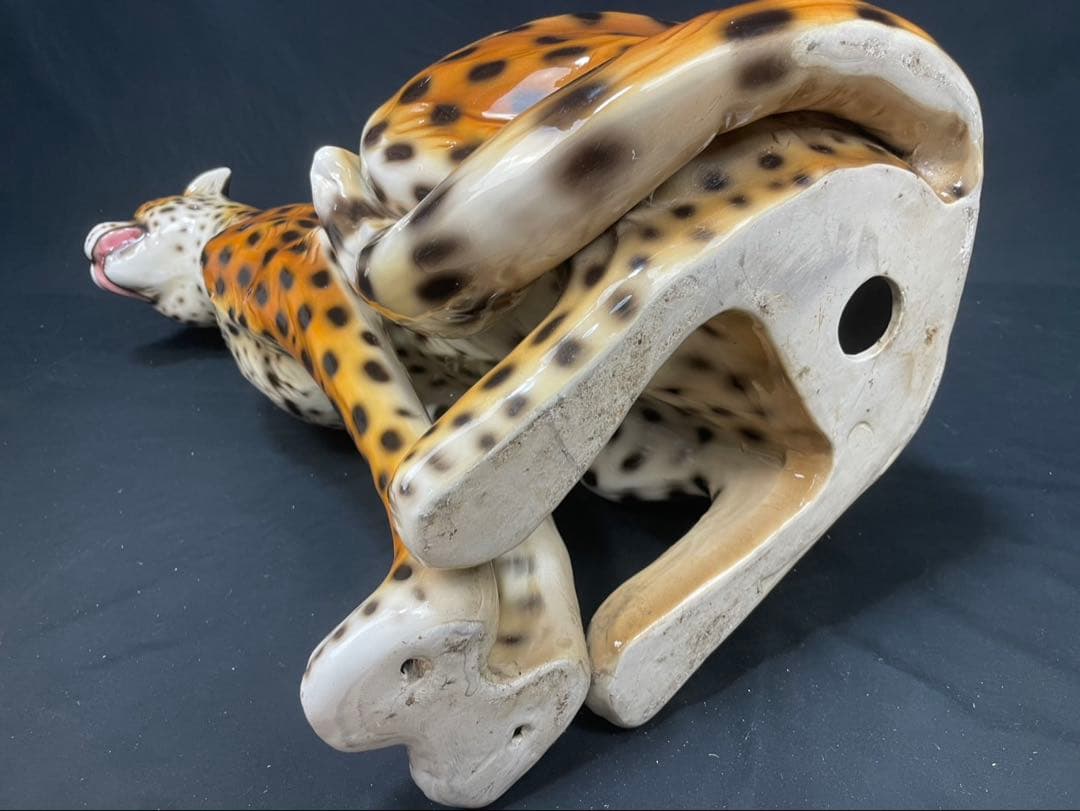 大迫力 特大 チーター 置物 オブジェ 陶器製 高約75㎝ ITALY イタリア