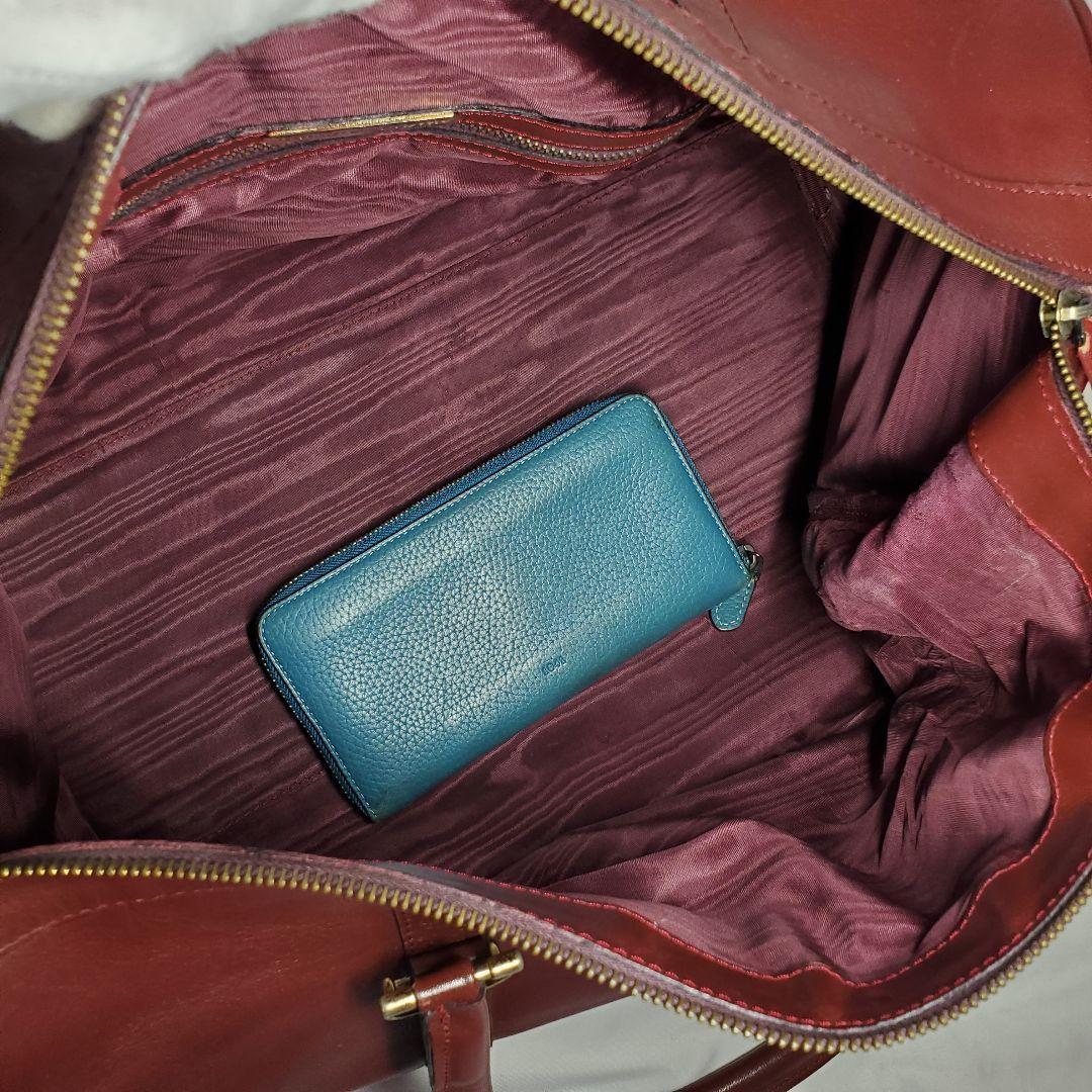 Cartier バーガンディ ボストンバッグ