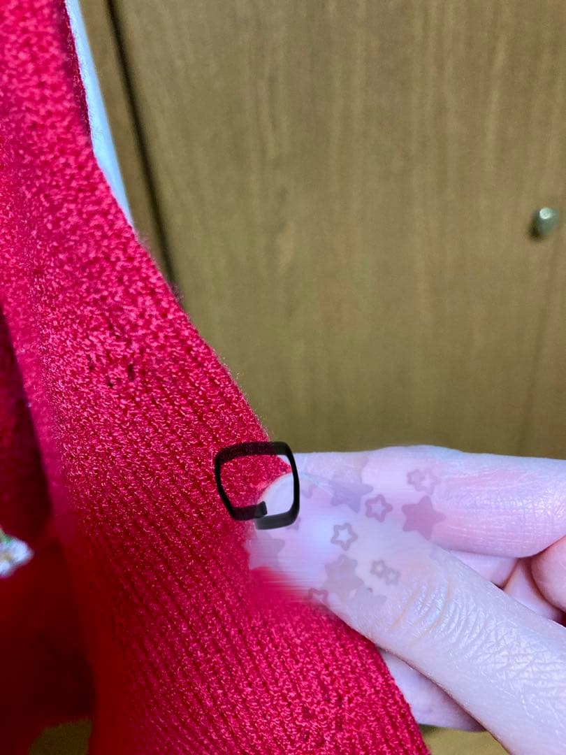 axes femme シャルミエール いちご刺繍ニットボレロ 赤